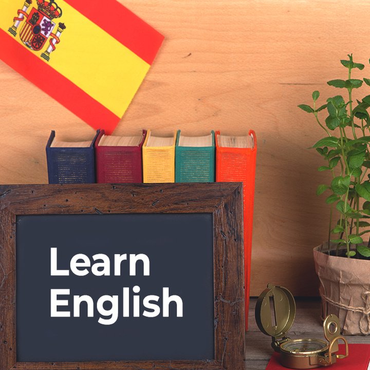 Books and Spanish flag - Learn English