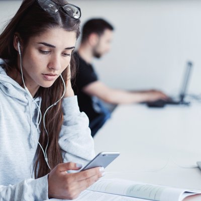 a girl preparing to the test